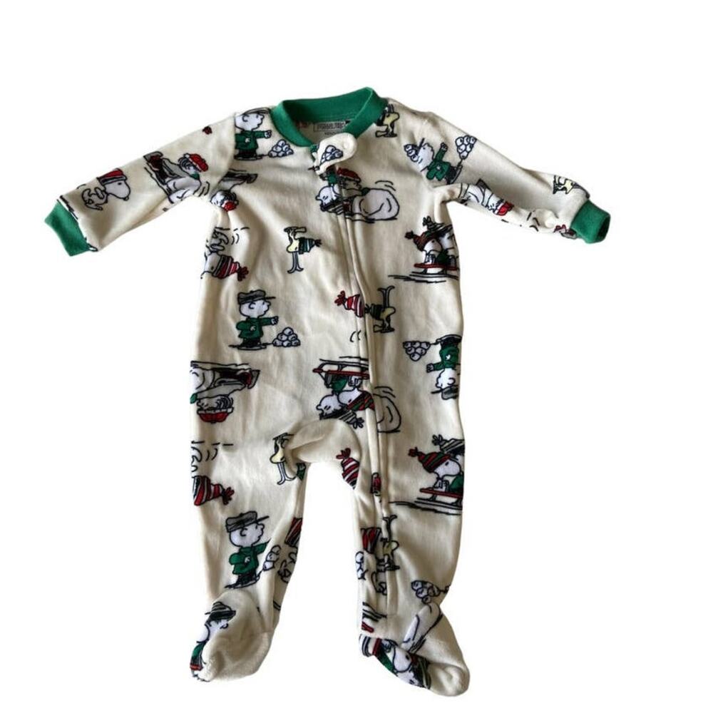 Peanuts One Piece Blanket Sleeper Christmas Holiday Pajamas Infants‎ 0/3 mos